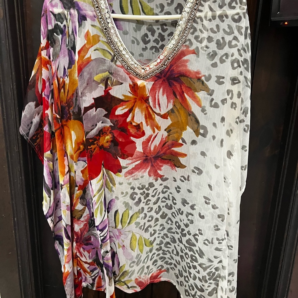 Floral and Leopard Print Women's Top